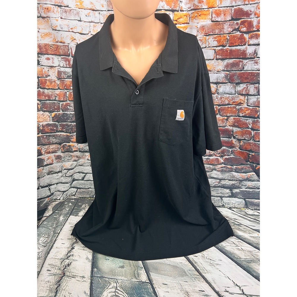 Carhartt Mens 2XL Tall Black Short Sleeve Pocket Polo‎ Shirt K570 Original Fit